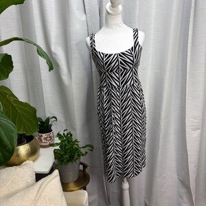 Diane Von Furstenberg Geometric Black and White Midi Dress